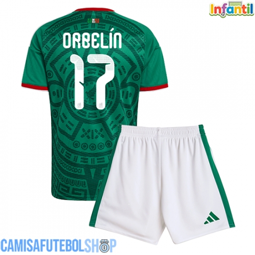 Camisa de time de futebol México Orbelin Pineda #17 Replicas 1º Equipamento Infantil Mundo 2026 Manga Curta (+ Calças curtas)